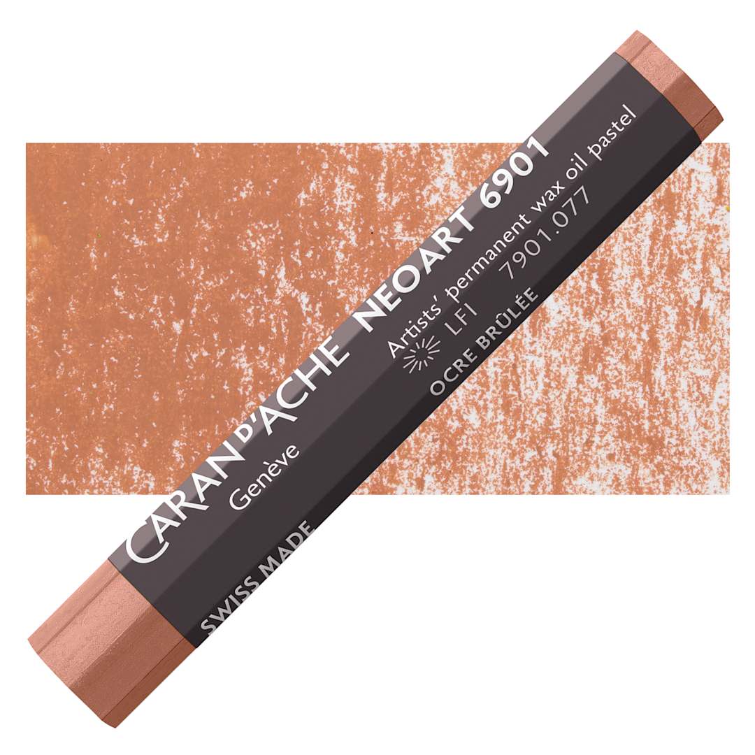 Open in modal - Caran d’Ache Neoart 6901 Pastel - Burnt Ochre, pastel and swatch