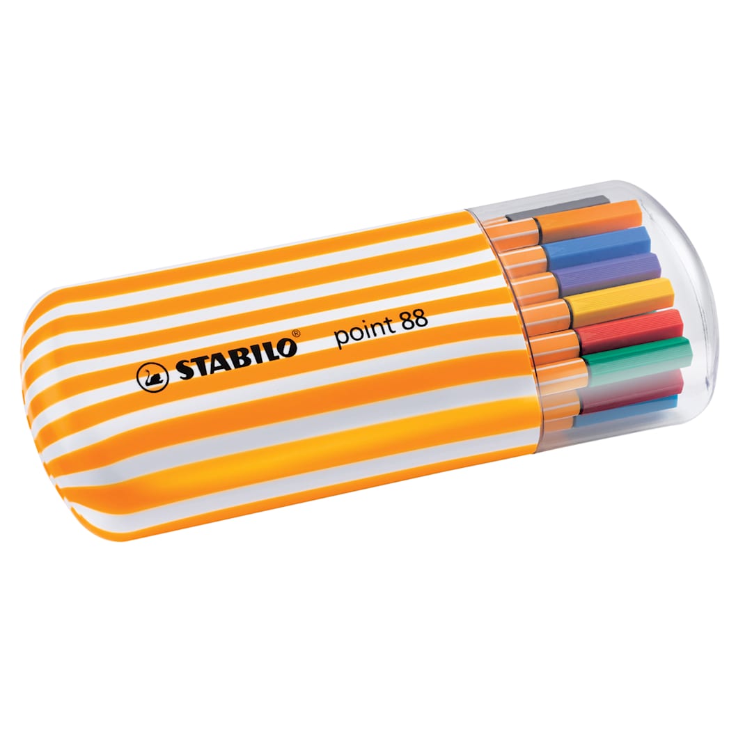 Open in modal - Stabilo Point 88 Fineliner Pens - Set of 20, Zebrui Case, Assorted Colors