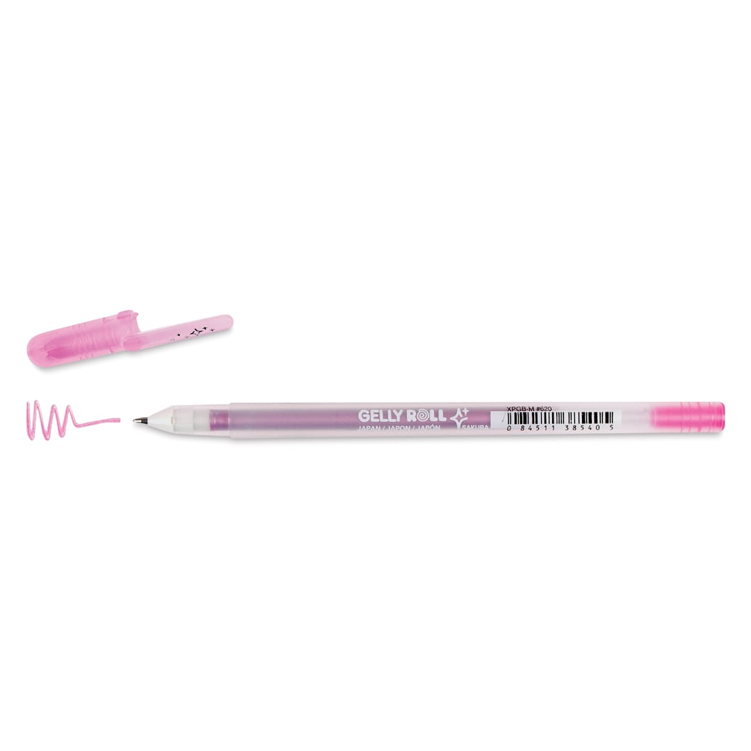 Open in modal - Sakura Gelly Roll Gold-Silver Shadow Pen - Silver/Pink, Bold, cap off