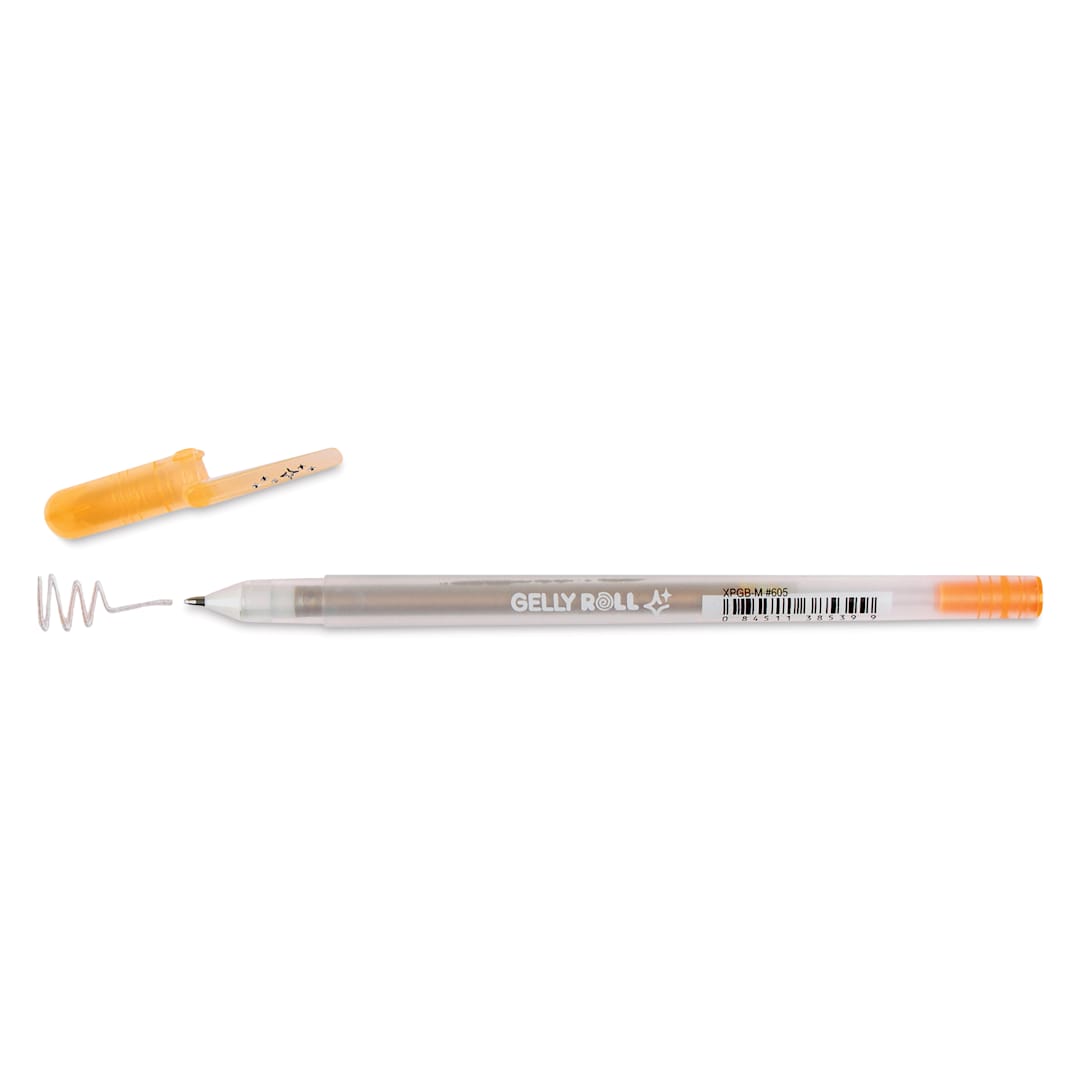 Open in modal - Sakura Gelly Roll Gold-Silver Shadow Pen - Silver/Orange, Bold, cap off