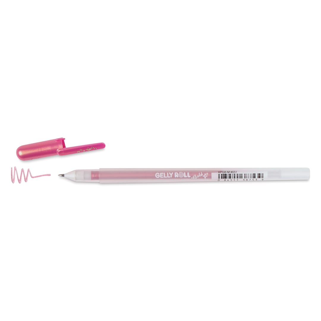 Open in modal - Sakura Gelly Roll Gold-Silver Shadow Pen - Gold/Pink, Bold, cap off