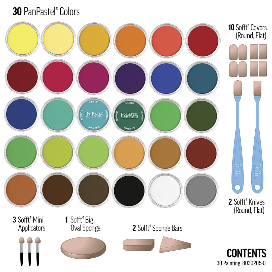 Open in modal - PanPastel Artists' Painting Pastels Set - Pure Colors, Set of 30 - contents