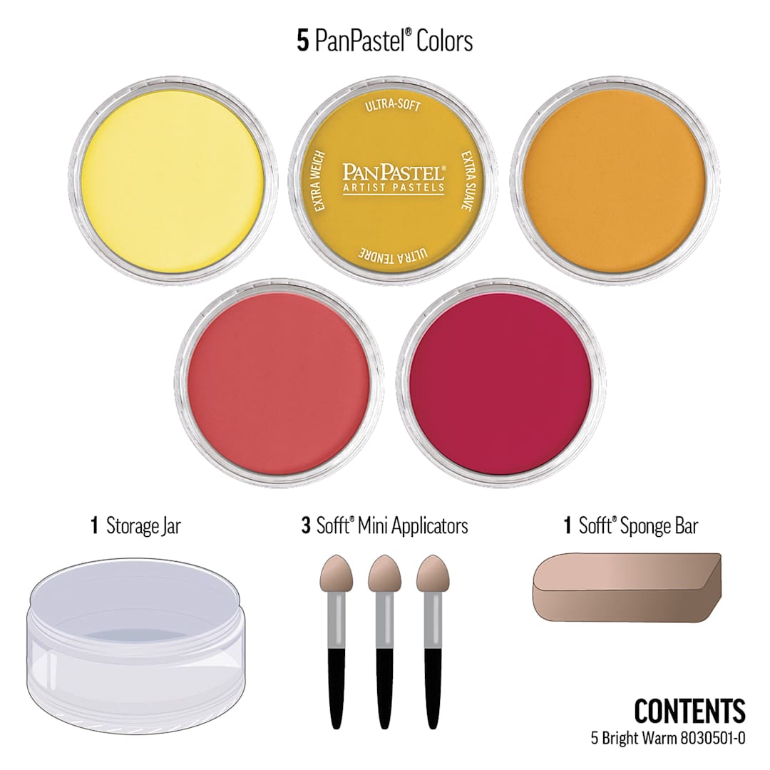 Open in modal - PanPastel Artists' Painting Pastels Set - Bright Warm, Set of 5 - contents