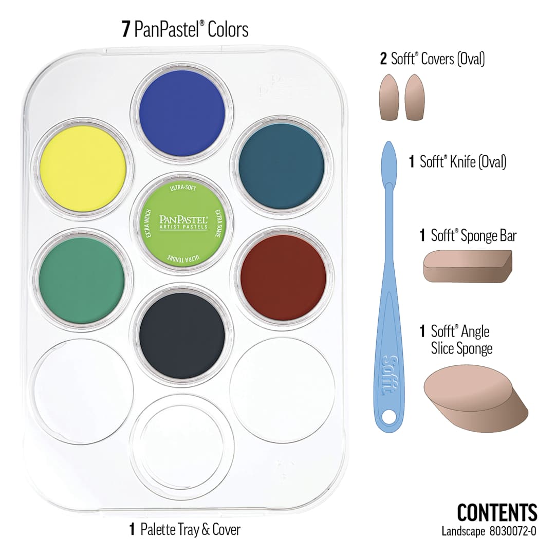 Open in modal - PanPastel Artists’ Painting Pastels Set - Landscape Colors, Set of 7 - contents