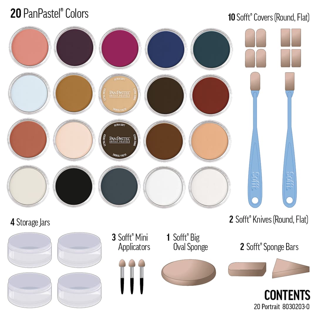 Open in modal - PanPastel Artists’ Painting Pastels Set - Portrait Colors, Set of 20 - contents