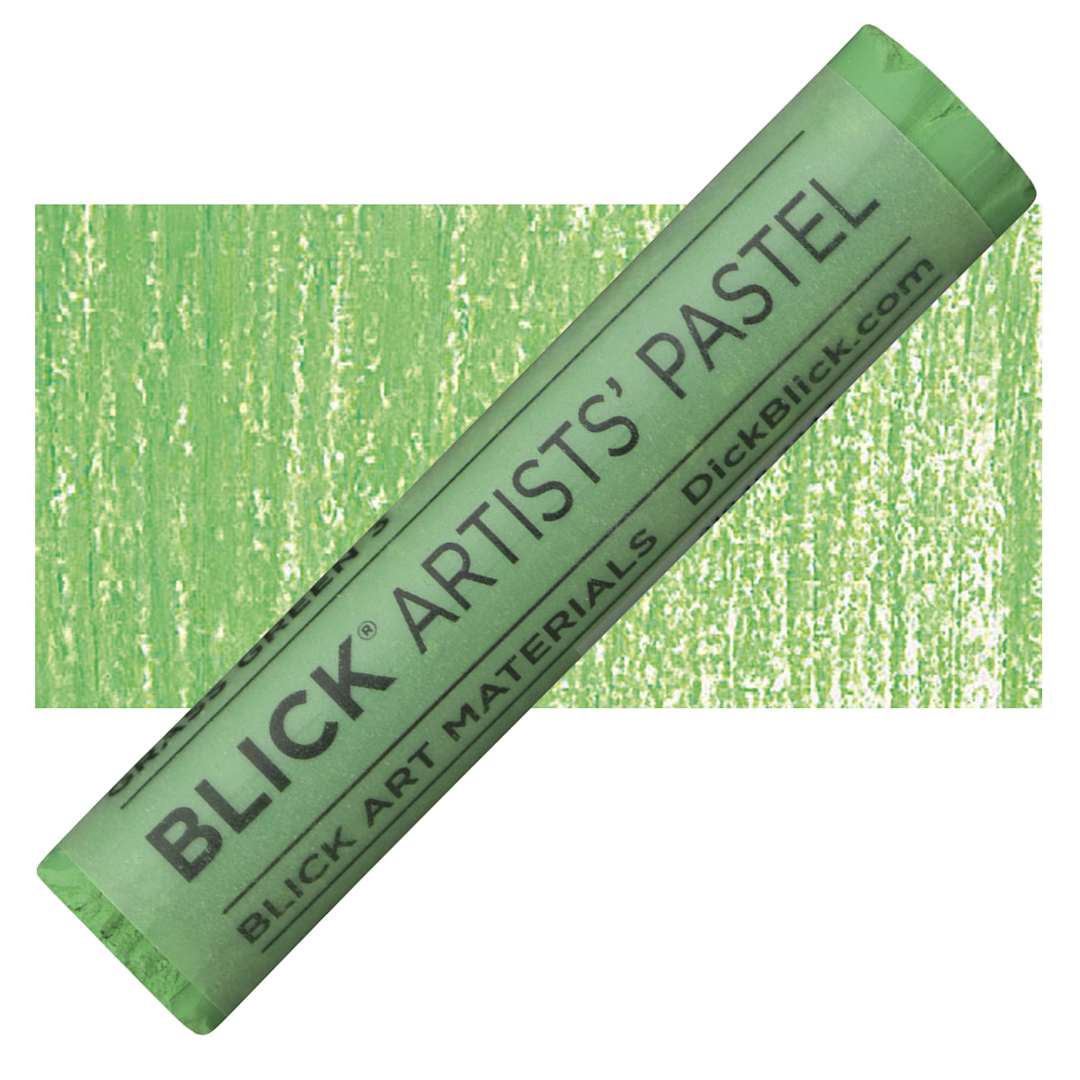 Open in modal - Blick Artists' Soft Pastel - Grass Green 3 pastel and swatch