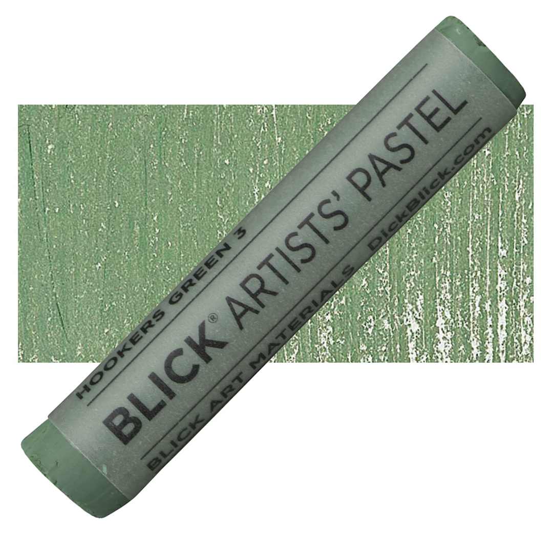Open in modal - Blick Artists' Soft Pastel - Hookers Green 3 pastel and swatch