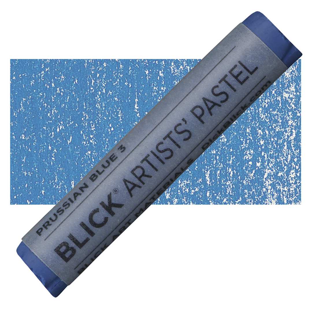 Open in modal - Blick Artists' Soft Pastel - Prussian Blue 3 pastel and swatch