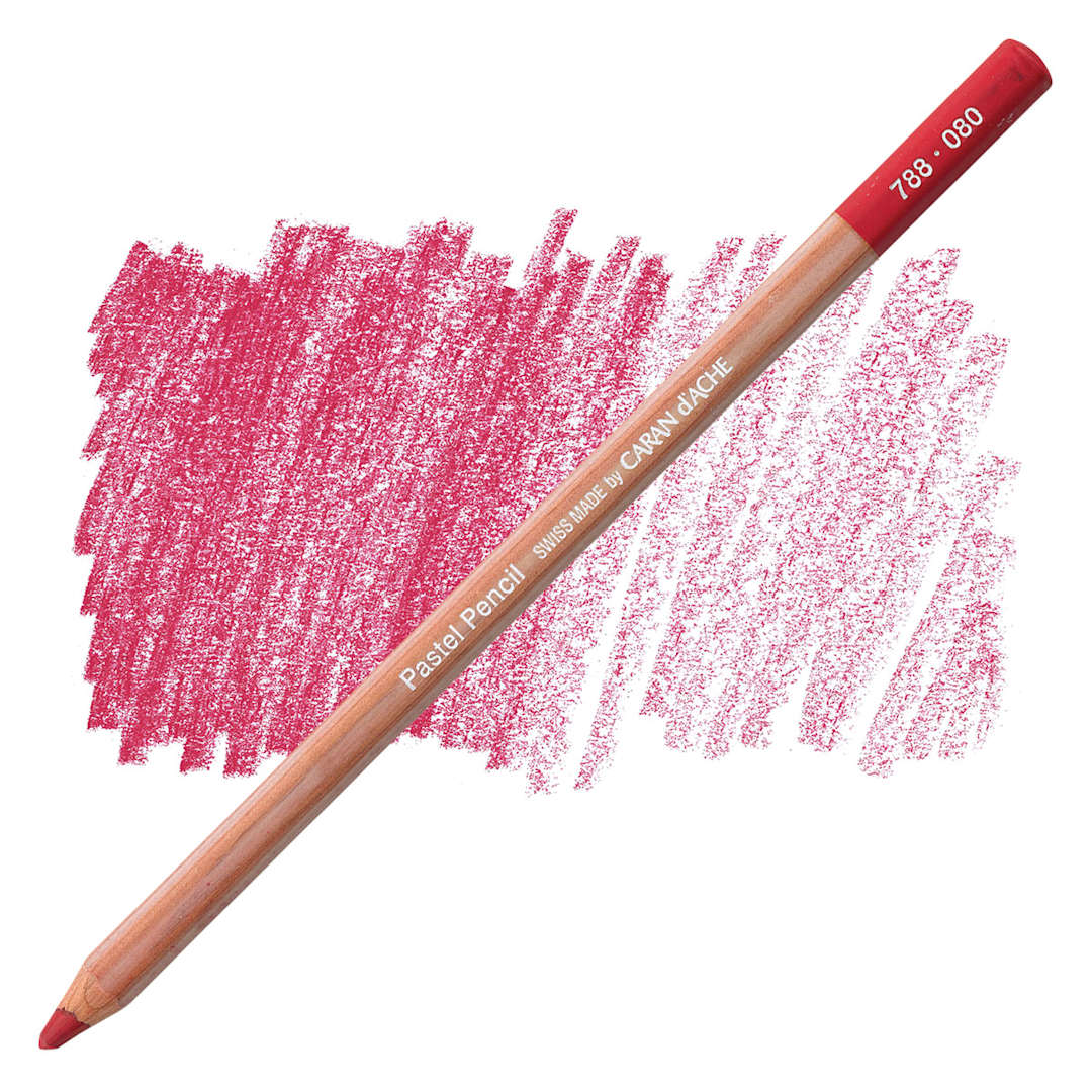 Open in modal - Caran d'Ache Pastel Pencil - Carmine Lake pencil and swatch