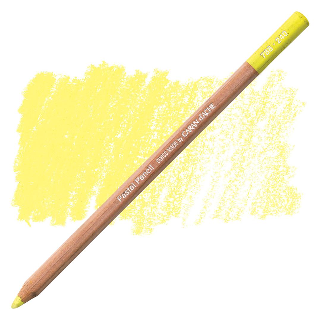 Open in modal - Caran d'Ache Pastel Pencil - Lemon Yellow pencil and swatch