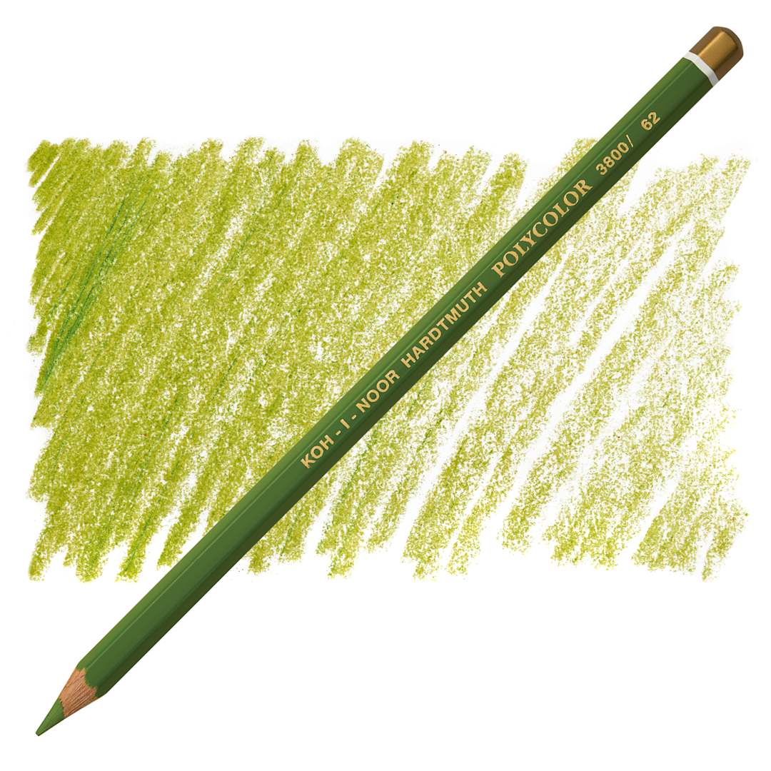 Open in modal - Koh-I-Noor Polycolor Dry Color Drawing Pencil - Apple Green 62, swatch and pencil