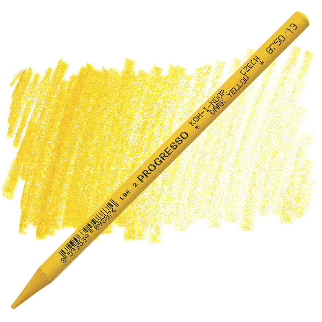 Open in modal - Koh-I-Noor Woodless Colored Pencil - Dark Yellow pencil and swatch