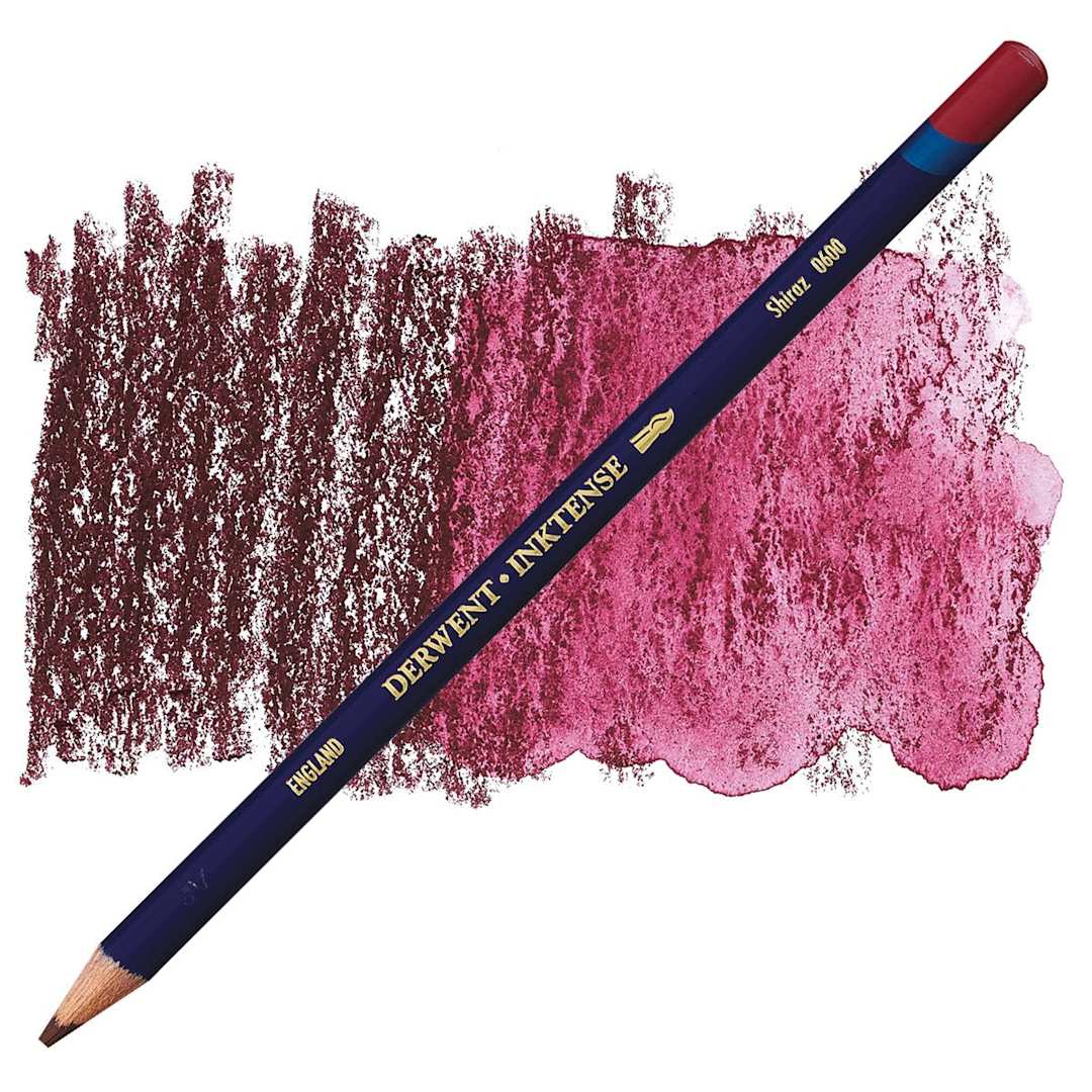 Open in modal - Derwent Inktense Pencil - Shiraz pencil and swatch