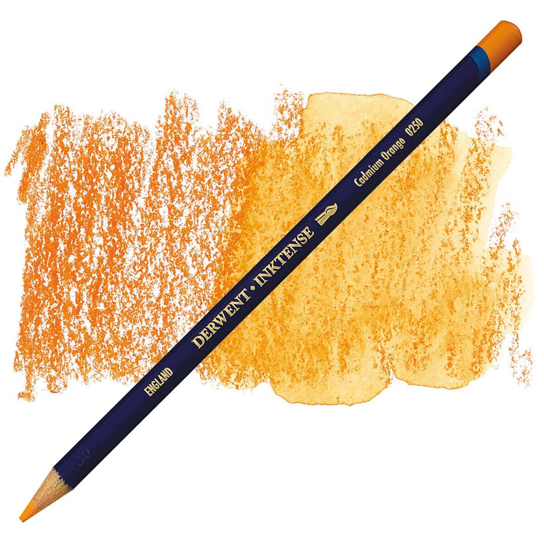 Open in modal - Derwent Inktense Pencil - Cadmium Orange pencil and swatch