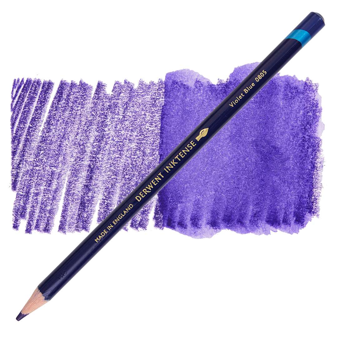 Open in modal - Derwent Inktense Pencil - Violet Blue, swatch and pencil