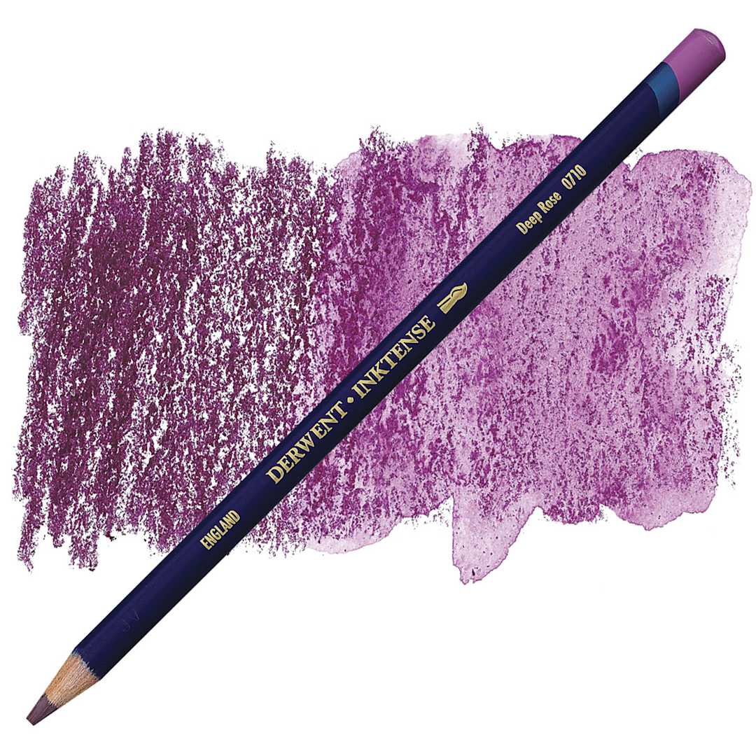 Open in modal - Derwent Inktense Pencil - Deep Rose pencil and swatch