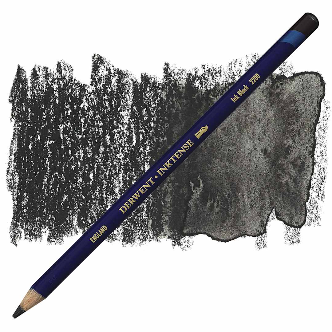 Open in modal - Derwent Inktense Pencil - Ink Black pencil and swatch