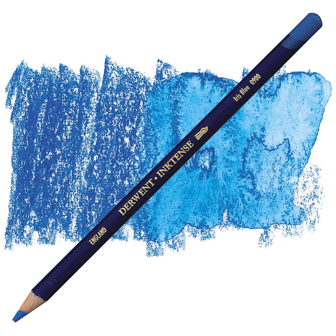 Open in modal - Derwent Inktense Pencil - Iris Blue pencil and swatch