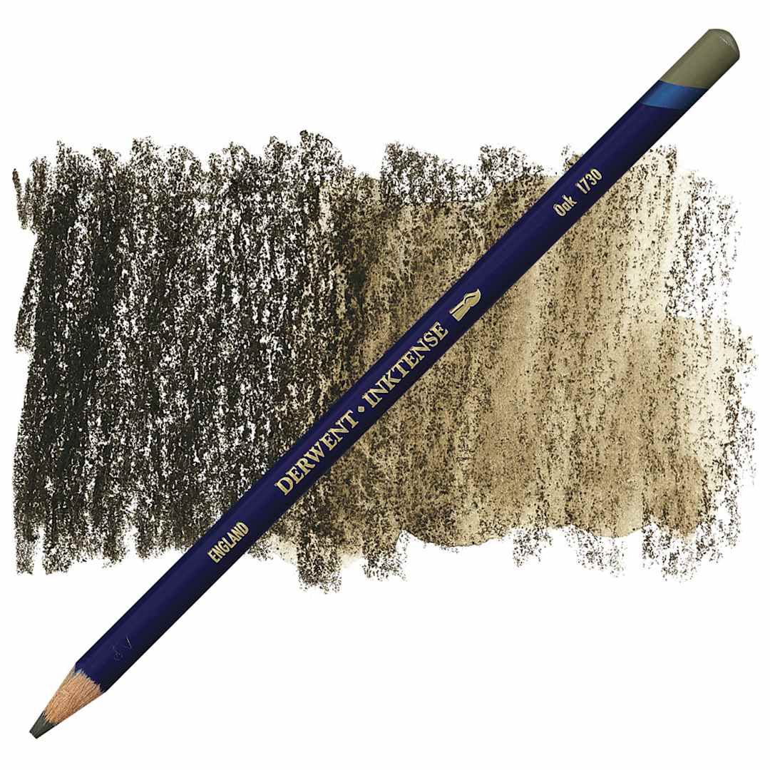 Open in modal - Derwent Inktense Pencil - Oak pencil and swatch
