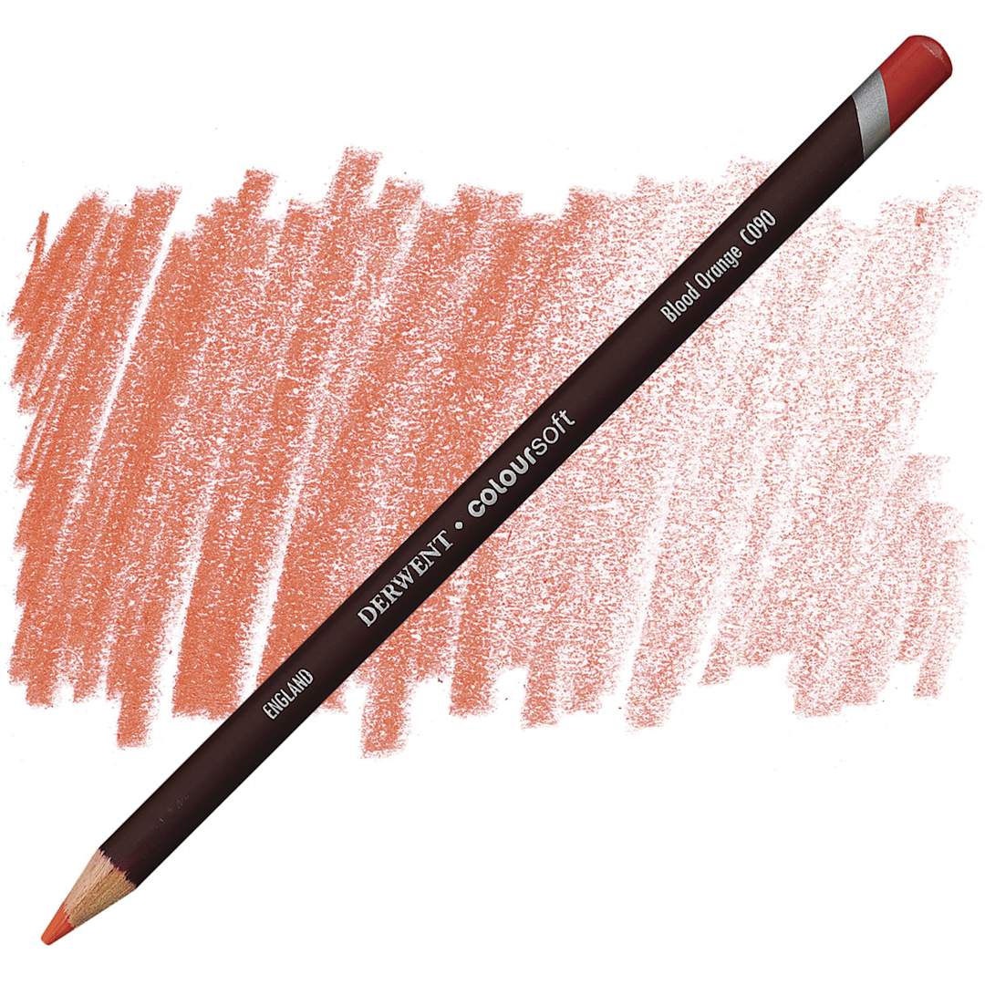 Open in modal - Derwent Coloursoft Pencil - Blood Orange pencil and swatch
