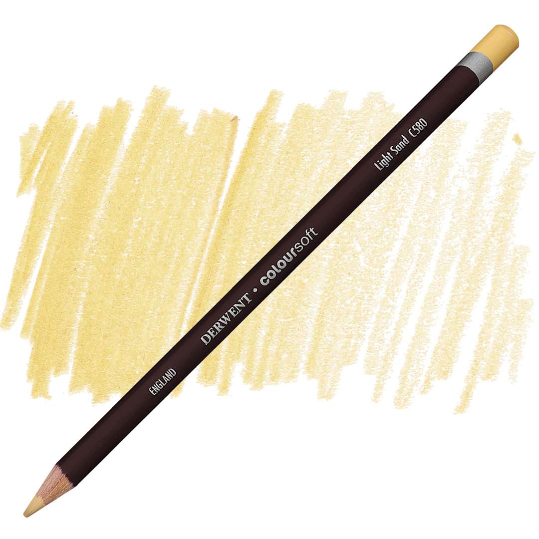 Open in modal - Derwent Coloursoft Pencil - Light Sand pencil and swatch