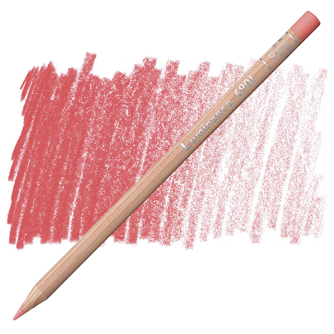 Open in modal - Caran d'Ache Luminance Colored Pencil - Anthraquinoid Pink pencil and swatch