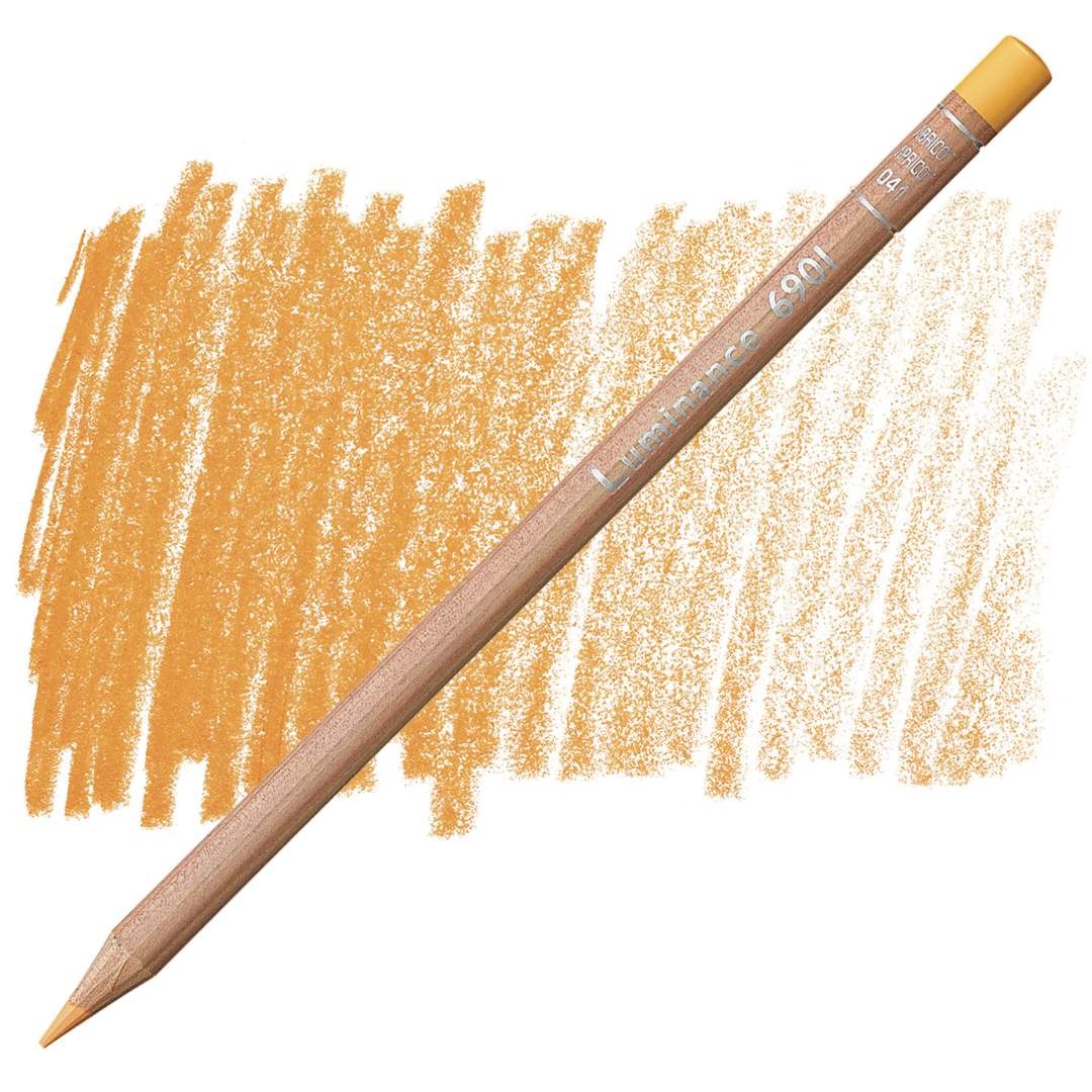 Open in modal - Caran d'Ache Luminance Colored Pencil - Apricot pencil and swatch