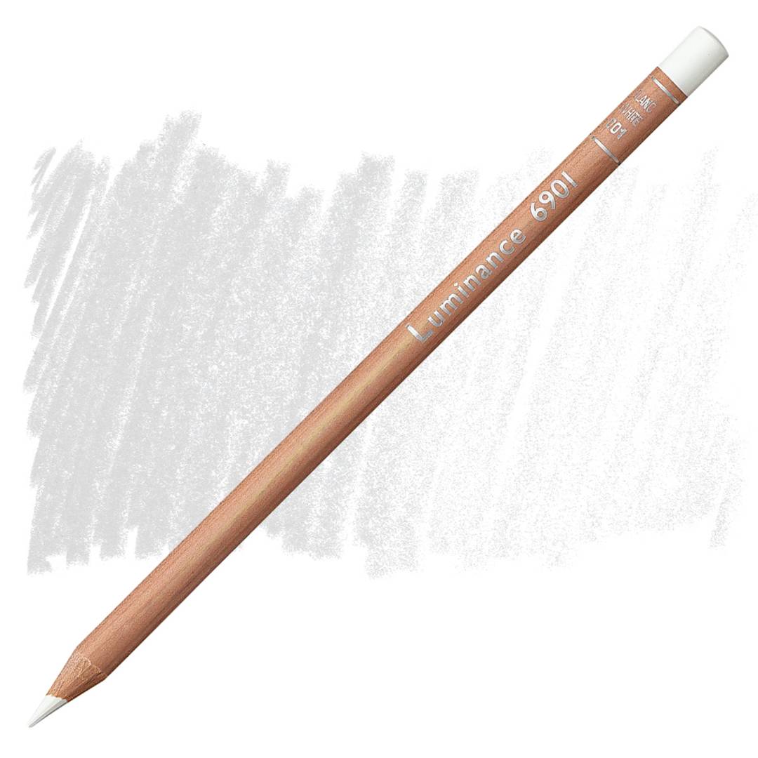 Open in modal - Caran d'Ache Luminance Colored Pencil - White pencil and swatch