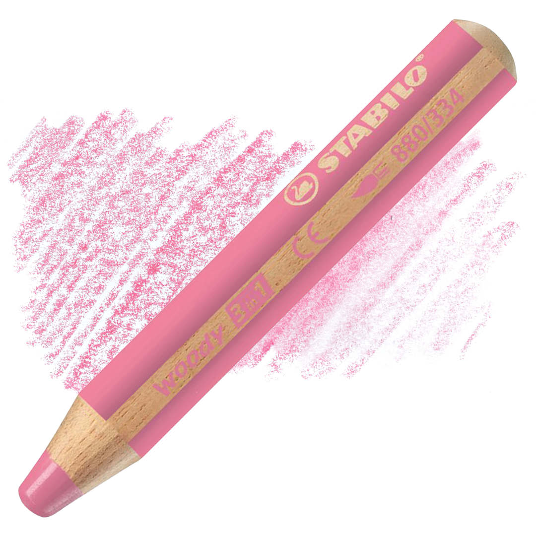 Open in modal - Stabilo Woody 3 in 1 Pencil - Pink pencil and swatch