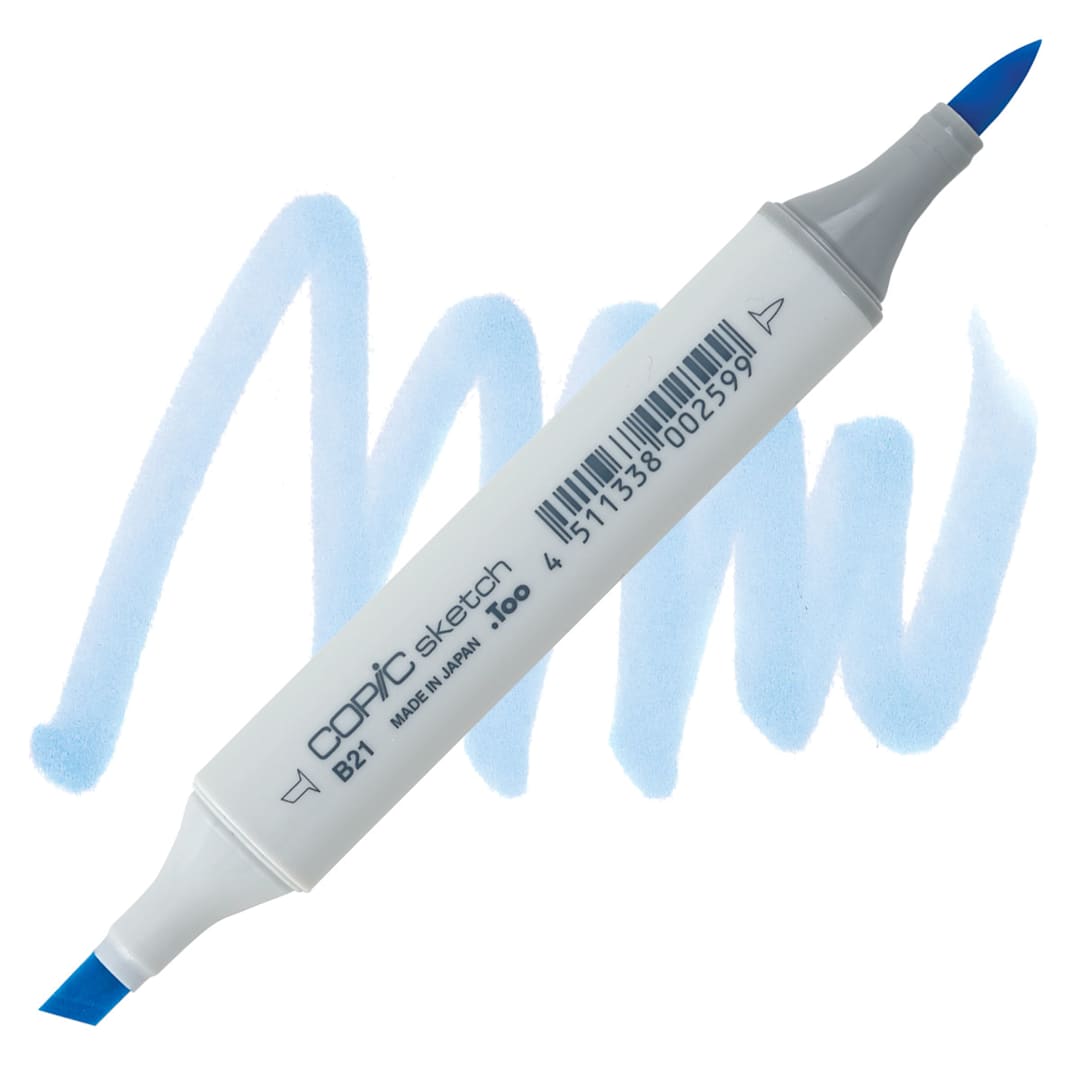 Open in modal - Copic Sketch Marker - Baby Blue B21 marker and swatch