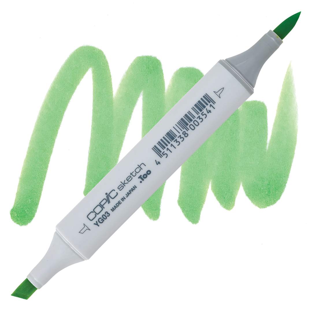 Open in modal - Copic Sketch Marker - Yellow Green YG03 marker and swatch