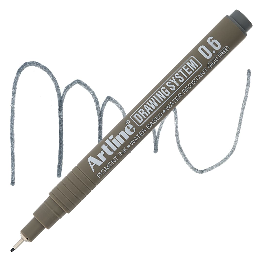 Open in modal - Artline Drawing Pen - Grey, 0.6 mm Tip pen with swatch