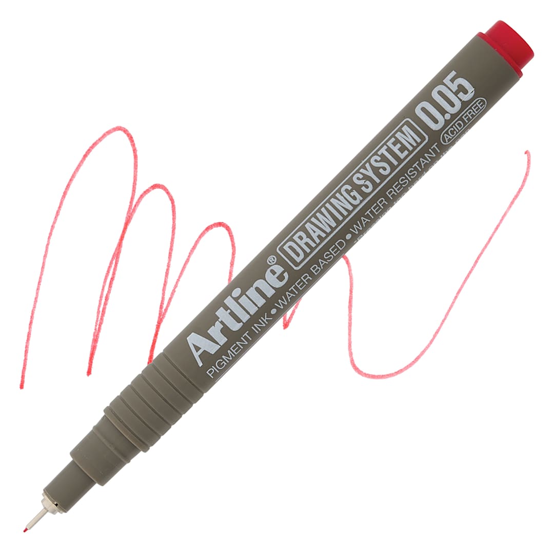 Open in modal - Artline Drawing Pen - Red, 0.05 mm Tip pen with swatch