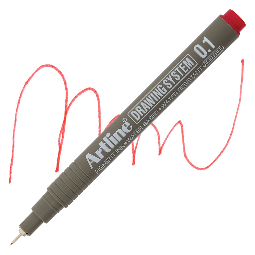 Open in modal - Artline Drawing Pen - Red, 0.1 mm Tip pen with swatch