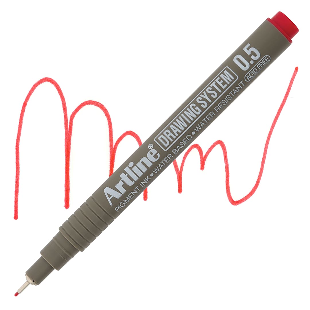 Open in modal - Artline Drawing Pen - Red, 0.5 mm Tip pen with swatch