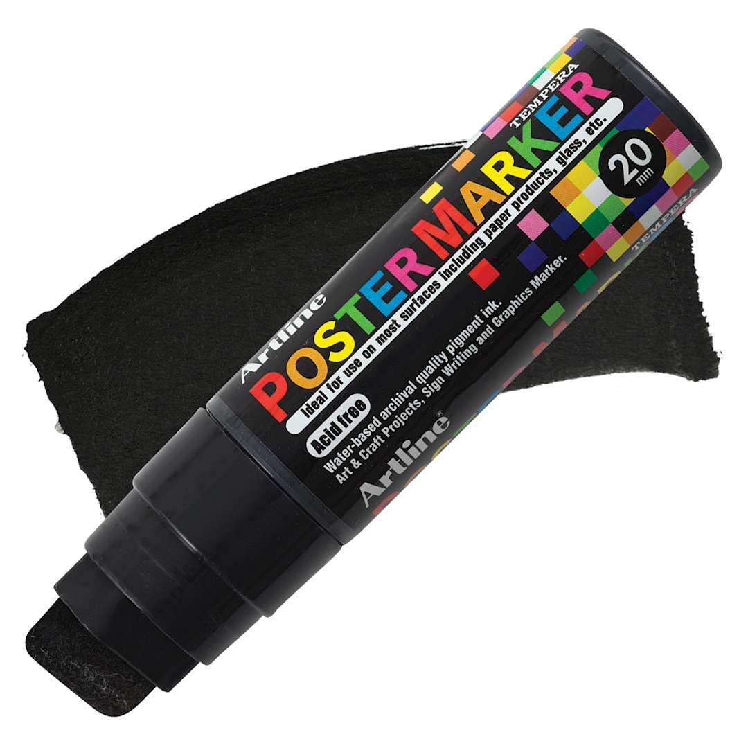 Open in modal - Artline Poster Markers - 20 mm Tip, Black marker and swatch