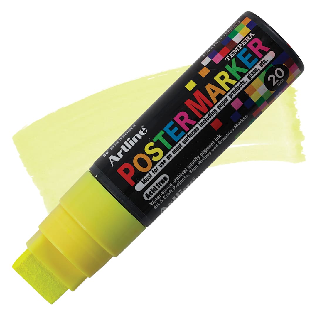 Open in modal - Artline Poster Markers - 20 mm Tip, Fluorescent Yellow marker and swatch