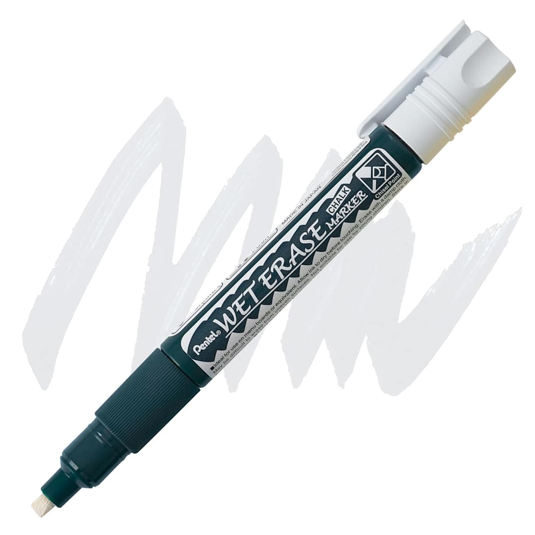Open in modal - Pentel Wet Erase Chalk Markers - Chisel Point, White marker and swatch