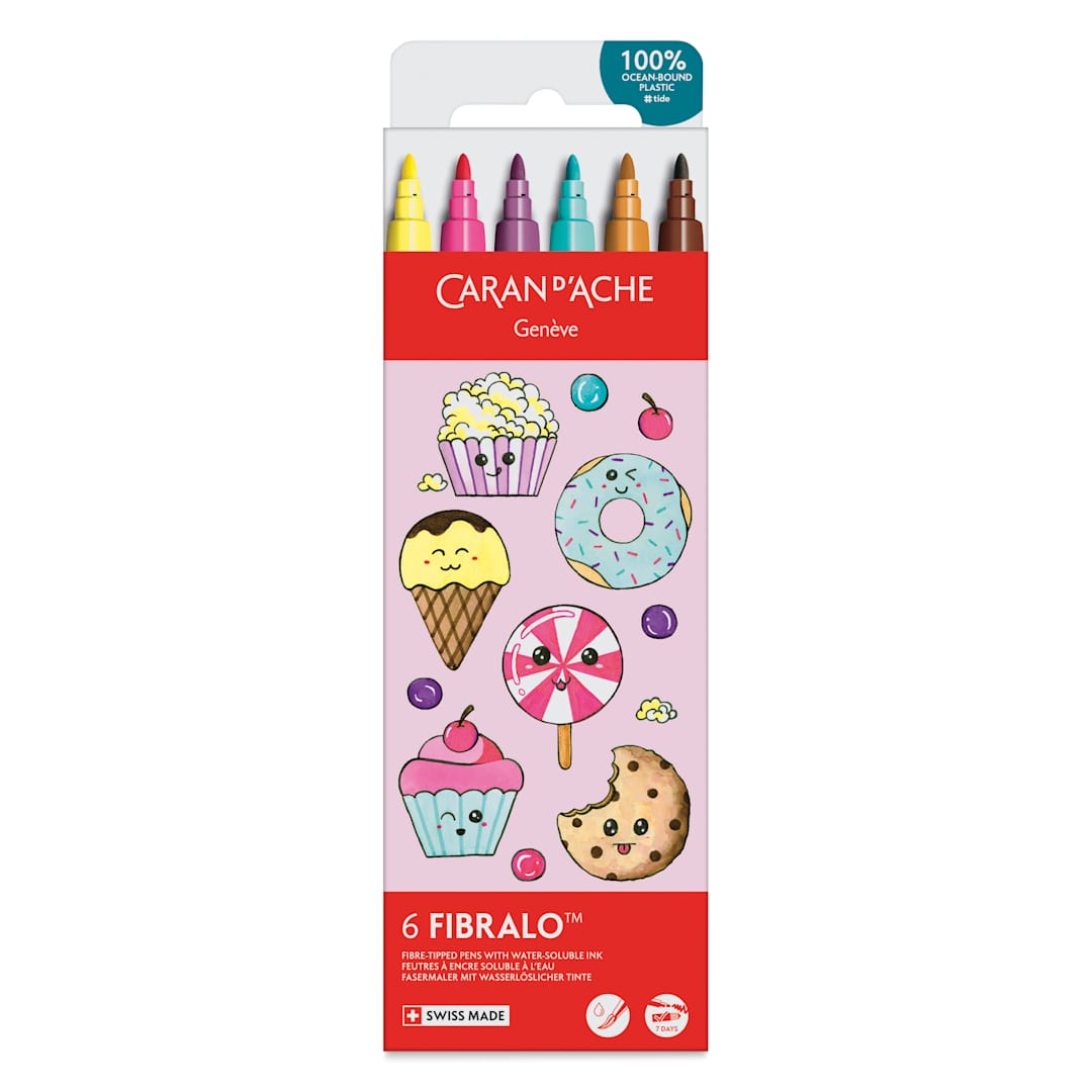 Open in modal - Caran d'Ache Fibralo Water-Soluble Markers - Set of 6, Kawaii Candy World