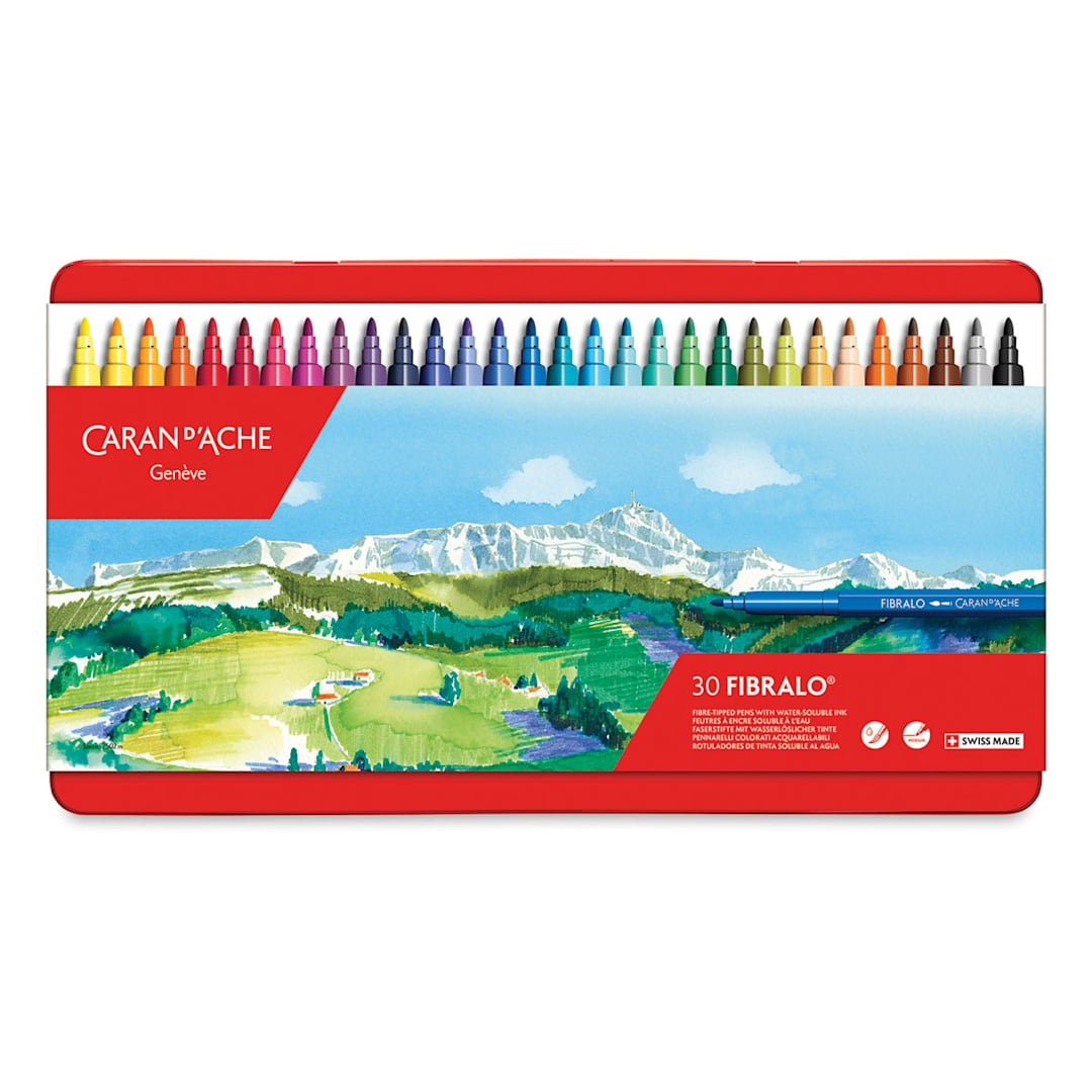 Open in modal - Caran d'Ache Fibralo Marker Sets - Front View of package of 30