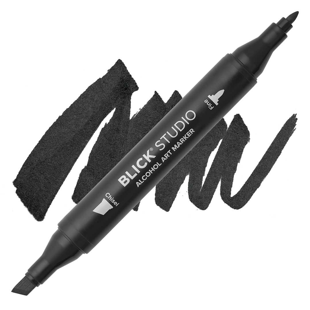 Open in modal - Blick Studio Alcohol Art Marker - 020 Black, swatch and marker