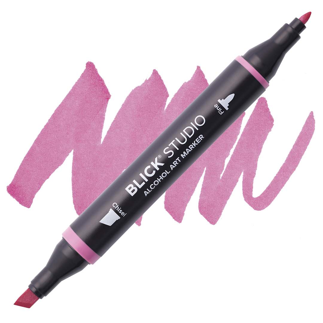 Open in modal - Blick Studio Alcohol Art Marker - 122 Orchid Pink, swatch and marker