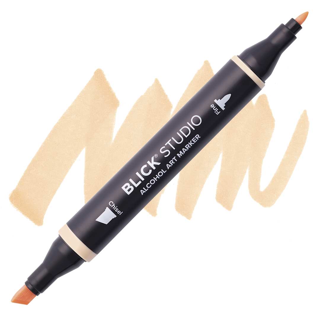 Open in modal - Blick Studio Alcohol Art Marker - 217 Honey Butter, swatch and marker