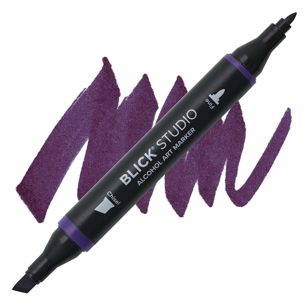 Open in modal - Blick Studio Alcohol Art Marker - 575 Eggplant, swatch and marker