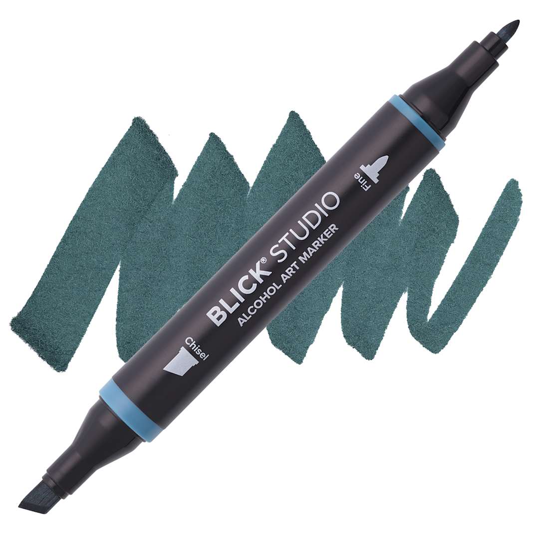 Open in modal - Blick Studio Alcohol Art Marker - 017 Dark Teal, swatch and marker
