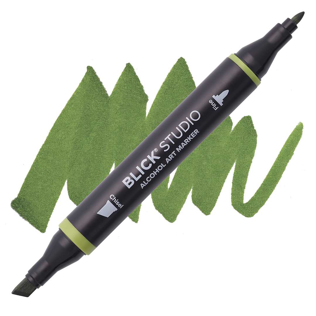 Open in modal - Blick Studio Alcohol Art Marker - 048 Leaf Green, swatch and marker