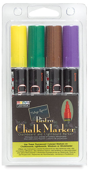 Open in modal - Bistro Chalk Marker Set - Front of Set D 6mm Assorted Colors Marker Set in package 