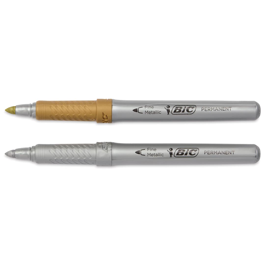 Open in modal - Bic Intensity Permanent Markers - Metallic Colors, Fine Tip, Set of 2, caps off