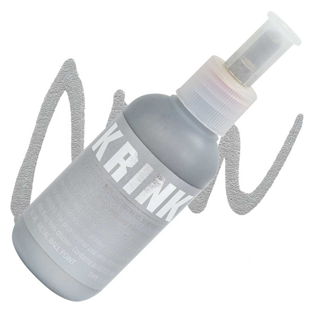 Open in modal - KRINK K-66 Steel Tip Paint Marker - Metallic Silver marker and swatch