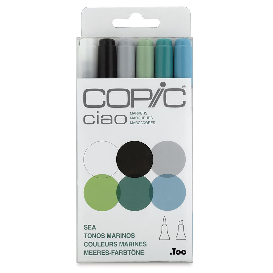 Open in modal - Copic Ciao Double Ended Marker Set - Sea Colors, Set of 6